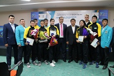 Баспасөз мәслихаты және киокушинкай-кан каратэден Еуропа чемпионаты мен абсолютті Азия чемпионатының жеңімпаздарын марапаттау рәсімі.