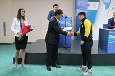 Баспасөз мәслихаты және киокушинкай-кан каратэден Еуропа чемпионаты мен абсолютті Азия чемпионатының жеңімпаздарын марапаттау рәсімі.