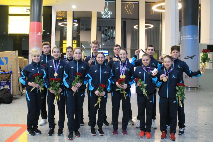 Азия чемпионатының жеңімпаздарын қарсы алу сәті 